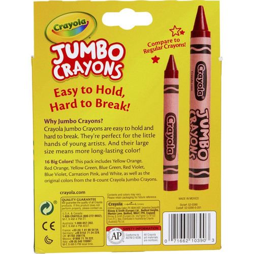 Crayola Jumbo Crayons - Assorted - 16 / Pack (CYO520390)