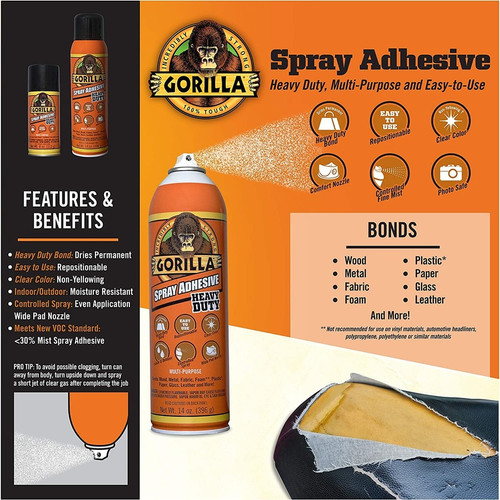 Gorilla Spray Adhesive - 14 oz - 1 Each - Clear (GOR6301502)