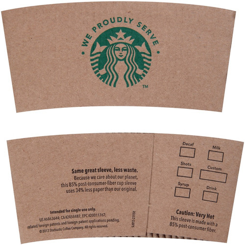 Starbucks Cup Sleeve - 1380 / Carton - Brown, Kraft - Fiber (SBK12420977)