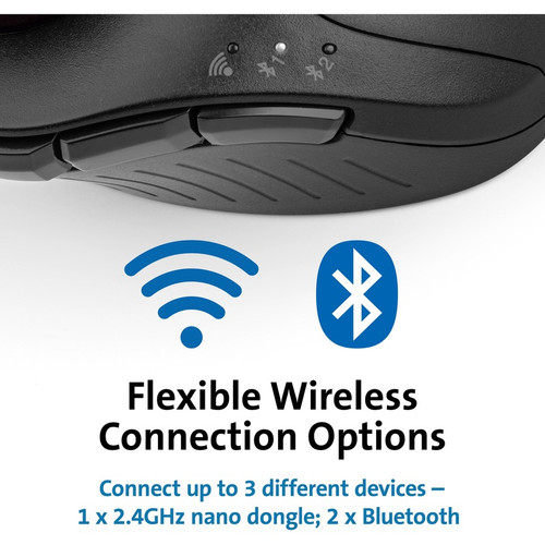 Kensington Pro Fit Ergo Vertical Wireless Trackball - Optical - Wireless - Bluetooth/Radio - 2.40 - (KMW75326)