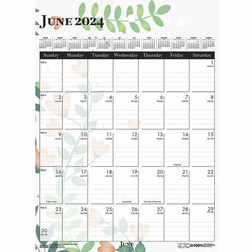 House of Doolittle Wild Flower Monthly Wall Calendar - Large Size - Julian Dates - Monthly - 12 - - (HOD3462)