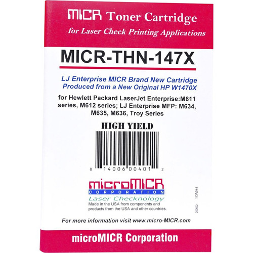 microMICR MICR High Yield Laser Toner Cartridge - Alternative for HP 147X - Black - 1 Each - 25200 (MCMMICRTHN147X)
