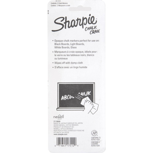 Sharpie Wet Erase Chalk Markers - Medium Marker Point - White - 2 / Pack (SAN2103010)