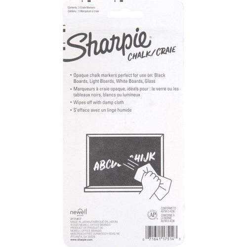 Sharpie Wet Erase Chalk Markers - Medium Marker Point - Red, Blue, Yellow - 3 / Pack (SAN2103015)