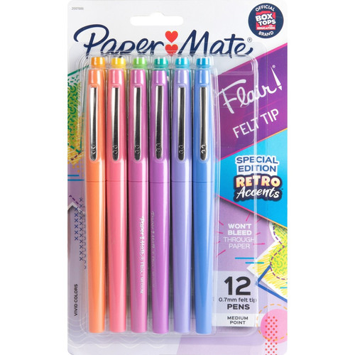 Paper Mate Flair Medium Point Pens - Medium Pen Point - Assorted Water Based Ink - 12 / Pack (PAP2097886)