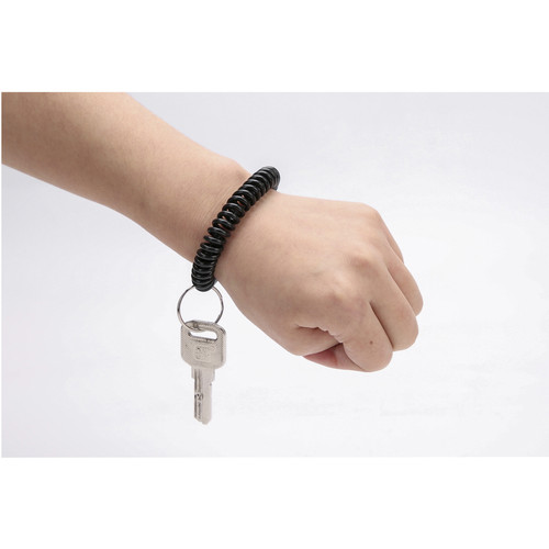 Sparco Split Ring Wrist Coil Key Holders - 2.1" x 2.1" x 2.4" - 6 / Pack - Black (SPR02882)