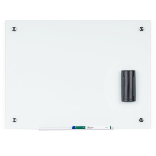 Bi-silque Magnetic Glass Dry Erase Board - 18" (1.5 ft) Width x 24" (2 ft) Height - White Glass - - (BVCGL040107)