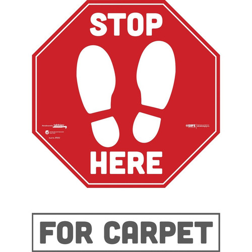Tabbies BeSafe STOP HERE Messaging Carpet Decals - 6 / Pack - STOP HERE Print/Message - 12" Width x (TAB29202)