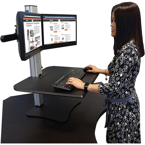 Victor DC350 Dual Monitor Sit-Stand Desk Converter - Up to 24" Screen Support - 25 lb Load Capacity (VCTDC350A)