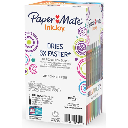 Paper Mate InkJoy Gel Pens - Multi Gel-based Ink - 36 / Pack (PAP2132016)