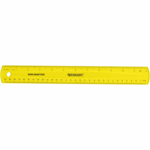 Westcott Shatterproof Ruler - 12" Length - 1/16 Graduations - Metric Measuring System - 1 Each - (ACM14381)