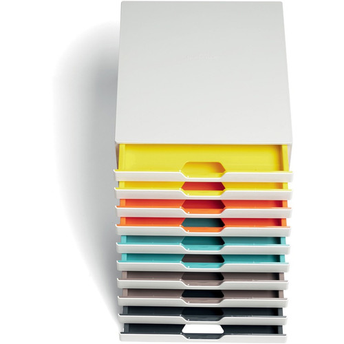 DURABLE VARICOLOR MIX 10 Drawer Desktop Storage Box, White/Multicolor - 10 Drawer(s) - 11" Height x (DBL763027)
