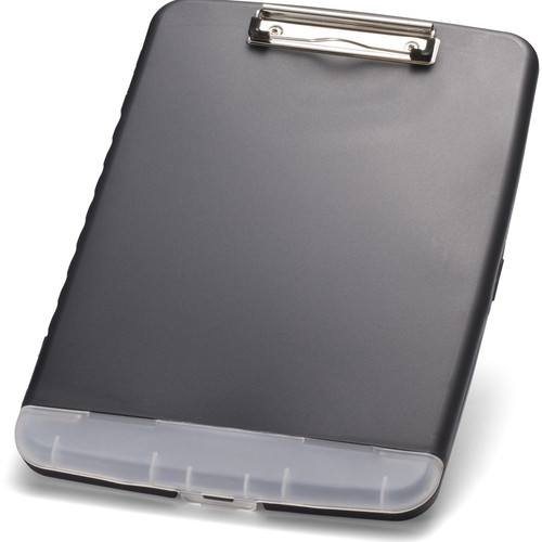 Officemate Slim Clipboard Storage Box w/Low Profile Clip, Charcoal (83308) - 0.50" Clip Capacity, 8 (OIC83308)