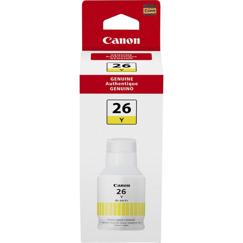 Canon GI-26 Pigment Color Ink Bottle - Inkjet - Yellow - 14000 Pages - 132 mL - High Yield - 1 Each (CNMGI26Y)