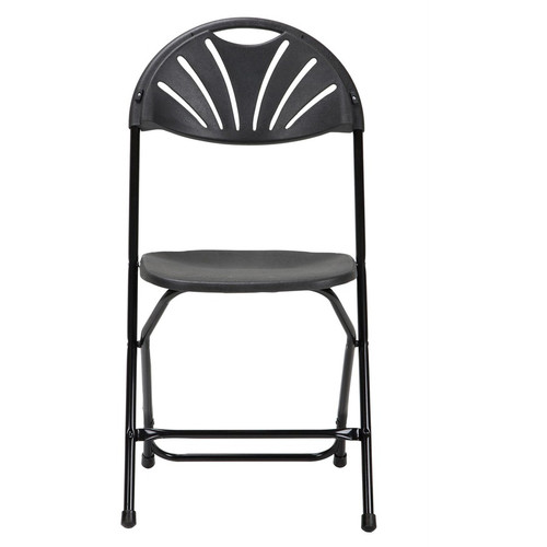 Dorel Zown Premium Fan Back Folding Chair - Black Seat - Black Polyethylene Back - Black Powder - - (CSC60542BLK8E)