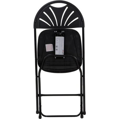 Dorel Zown Premium Fan Back Folding Chair - Black Seat - Black Polyethylene Back - Black Powder - - (CSC60542BLK8E)