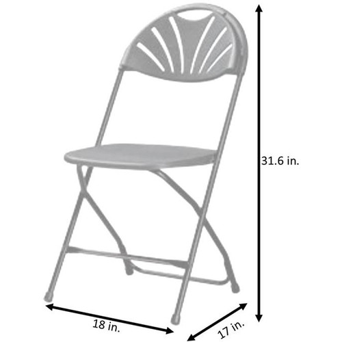Dorel Zown Premium Fan Back Folding Chair - White Seat - White Polyethylene Back - White Powder - - (CSC60542WHT8E)