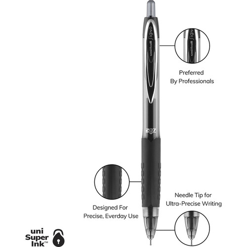uniball 207 Needle Gel Pens - Medium Pen Point - 0.7 mm Pen Point Size - Needle Pen Point - (UBC1738430)