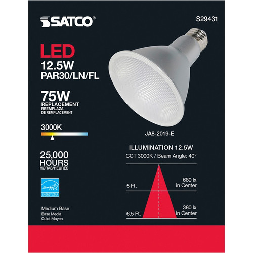 Satco PAR 30 LN LED Bulb - 12.50 W - 75 W Incandescent Equivalent Wattage - 120 V AC - 1000 lm - - (SDNS29431)