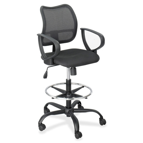 Safco Vue Extended Height Mesh Chair - Black Polyester Seat - Nylon Back - 5-star Base - Black - 1 (SAF3395BL)