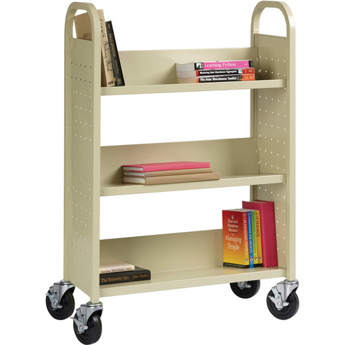 Lorell Single-sided Book Cart - 3 Shelf - 200 lb Capacity - 5" Caster Size - Steel - x 39" Width x (LLR49204)
