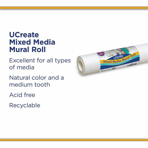 UCreate Mixed Media Paper Roll - Art Project, Drawing, Banner, Mural - 1"Height x 36"Width x 30 - 1 (PAC4845)
