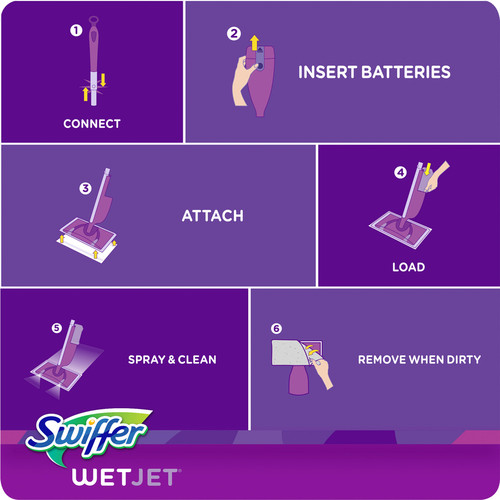 Swiffer WetJet Mopping Kit - Reinforced, Swivel Head - 1 / Kit - Purple (PGC92811)