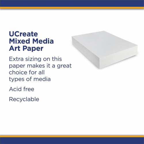 UCreate Art1st Mixed Media Art Paper - Art - 4"Height x 18"Width x 24"Length - 500 / Ream - White - (PAC4835)