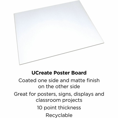 UCreate Coated Poster Board - Project, Poster, Sign, Printing - 28"Height x 22"Width - 50 / Carton (PACCAR13841)
