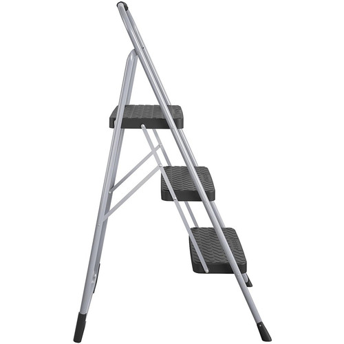 Cosco Ultra-Thin 3-Step Ladder - 3 Step - 200 lb Load Capacity52.8" - Black, Platinum (CSC11408PBL1E)