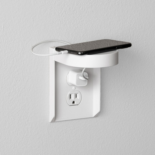 Bluelounge SocketStation Mounting Shelf for Smartphone, Hub, Speaker, Electric Toothbrush - White - (AVTBLUSSWH)