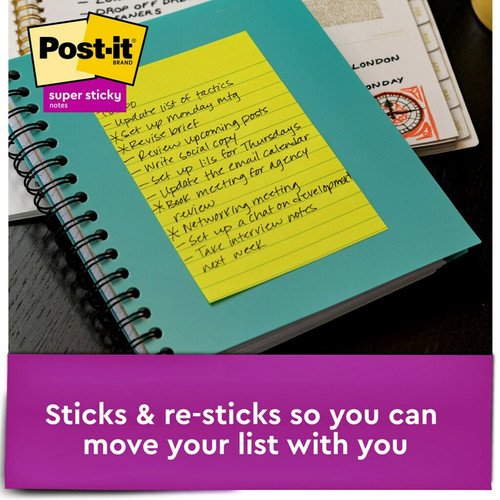 Post-it Super Sticky Notes - Energy Boost Color Collection - 4" x 6" - Rectangle - 45 Sheets - (MMM66024SSAUCP)