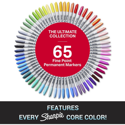 Sharpie Ultimates Permanent Marker - Fine Marker Point - Multicolor - 65 / Box (SAN2136724)
