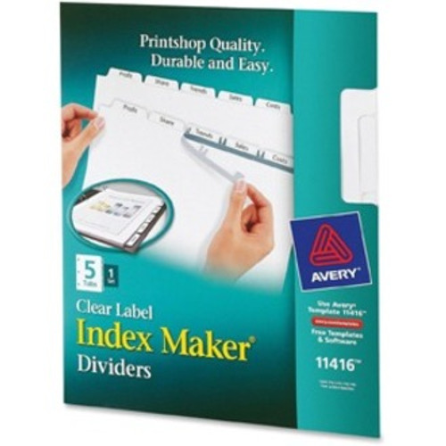 Avery Index Maker Index Divider - 5 x Divider(s) - 5 - 5 Tab(s)/Set - 8.5" Divider Width x 11" (AVE11416)