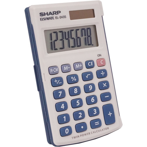 Sharp Calculators Handheld Calculator with Hard Case - 3-Key Memory, Sign Change, Auto Power Off - (SHREL243SB)