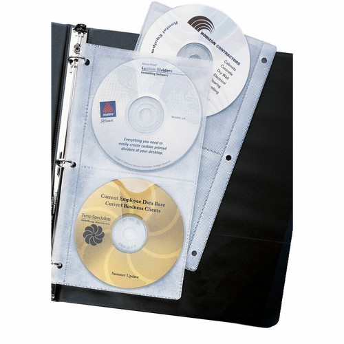 Avery CD Pages - 4 x CD/DVD Capacity - 3 x Holes - Ring Binder - Top Loading - Clear - - 5 / (AVE75263)