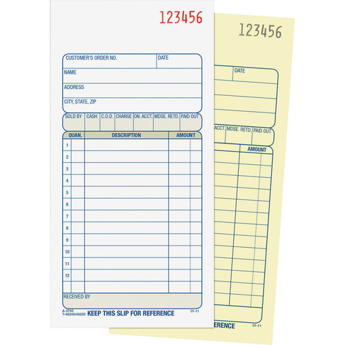 Adams Carbonless 2-part Numbered Sales Order Books - 50 Sheet(s) - 2 PartCarbonless Copy - 3.34" x (ABFDC3705)