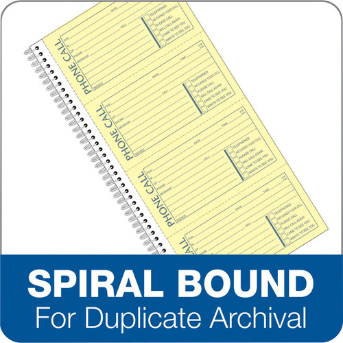Adams Spiral Bound Phone Message Books - 400 Sheet(s) - Spiral Bound - 2 Part - 5.25" x 11" Sheet - (ABFSC1154D)