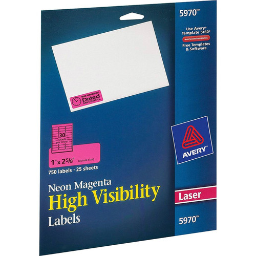 Avery Shipping Labels - 1" Width x 2 5/8" Length - Permanent Adhesive - Rectangle - Laser - - (AVE5970)