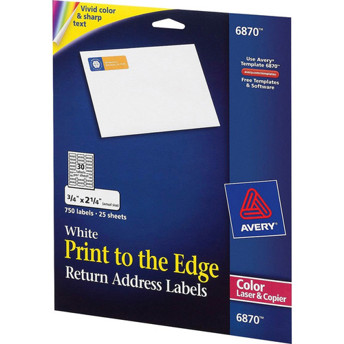 Avery Print-to-the-Edge Copier Address Labels - 3/4" Width x 2 1/4" Length - Permanent - - - - (AVE6870)
