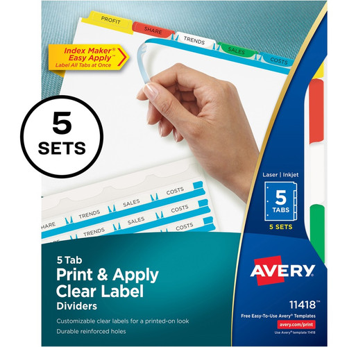 Avery Index Maker Index Divider - 25 x Divider(s) - 5 - 5 Tab(s)/Set - 8.5" Divider Width x - (AVE11418)