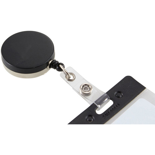 SICURIX Heavy-Duty ID Card Reel with Belt Clip - Plastic - 1 Each - Black (BAU68814)