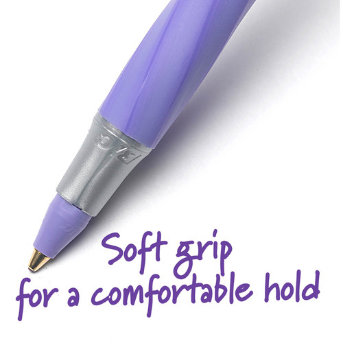 BIC Round Stic Grip Ballpoint Pen - Medium Pen Point - Purple - Frost Barrel - 1 Dozen (BICGSMG11PE)