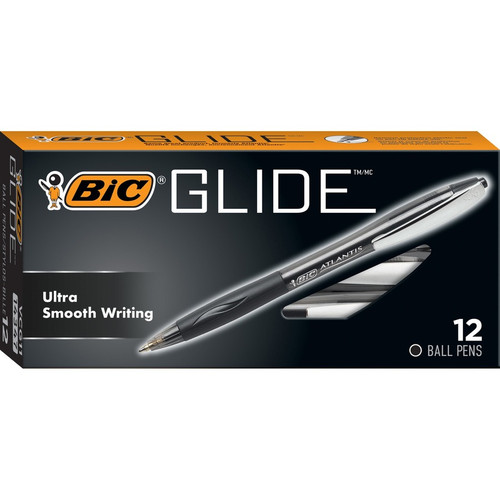 BIC Glide Retractable Pens - Medium Pen Point - 1 mm Pen Point Size - Conical Pen Point Style - - - (BICVCG11BK)