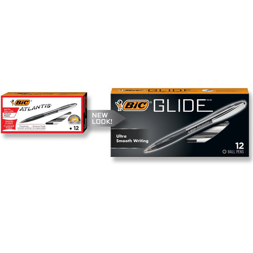 BIC Glide Retractable Pens - Medium Pen Point - 1 mm Pen Point Size - Conical Pen Point Style - - - (BICVCG11BK)