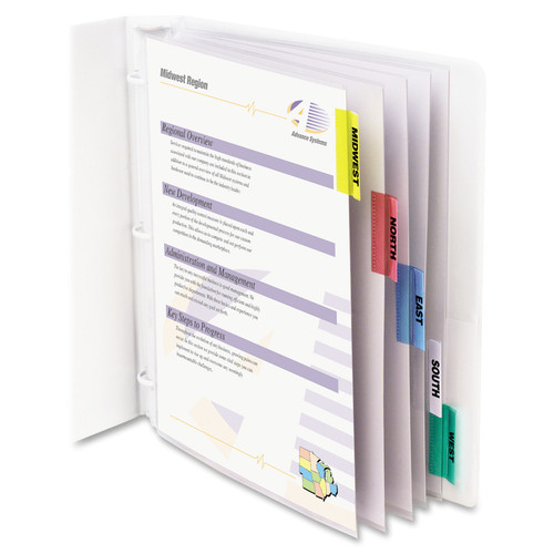 C-Line Heavyweight Poly Sheet Protectors with Index Tabs - 5-Tab Set, Assorted Color Tabs, Top 8 x (CLI05550)