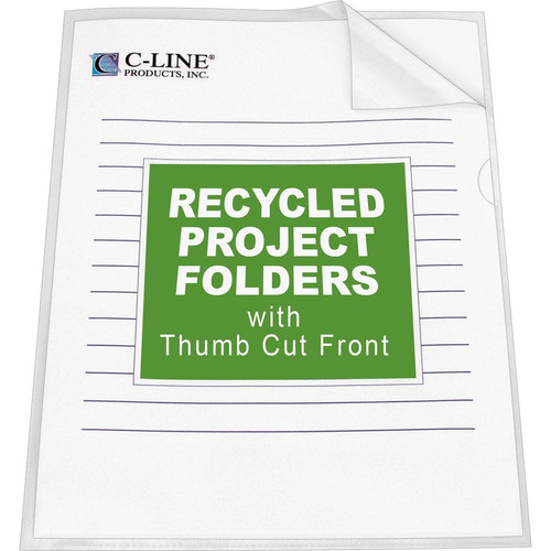 C-Line Recycled Poly Project Folders - Clear, Reduced Glare, 11 x 8-1/2, 25/BX, 62127 (CLI62127)