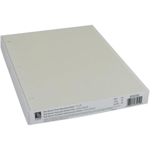 C-Line Redi-Mount Ring Binder Photo Mounting Sheets - Clear Overlay, White Page, 11 x 9, 50/BX, (CLI85050)