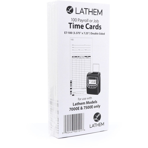 Lathem 7000E Double-Sided Time Cards - 100 Sheet(s) - White - White Sheet(s) - 100 / Pack (LTHE7100)