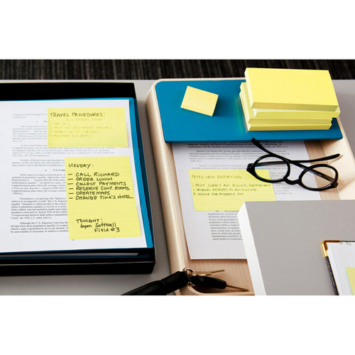 Post-it Greener Notes - 1200 - 3" x 5" - Rectangle - 100 Sheets per Pad - Unruled - Canary - - (MMM655RPYW)